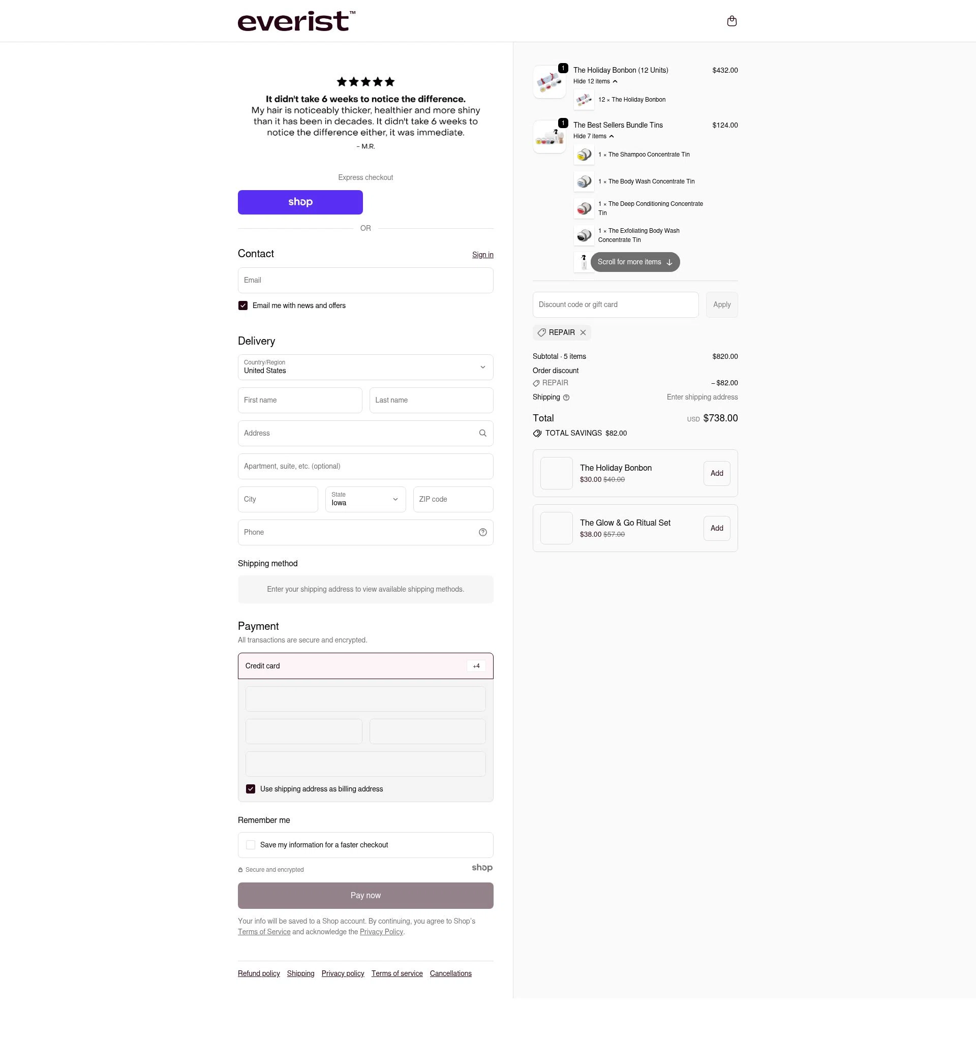 Everist checkout page showing Everist promo code box | Screenshot taken by SimplyCodes community member on Dec 14, 2025