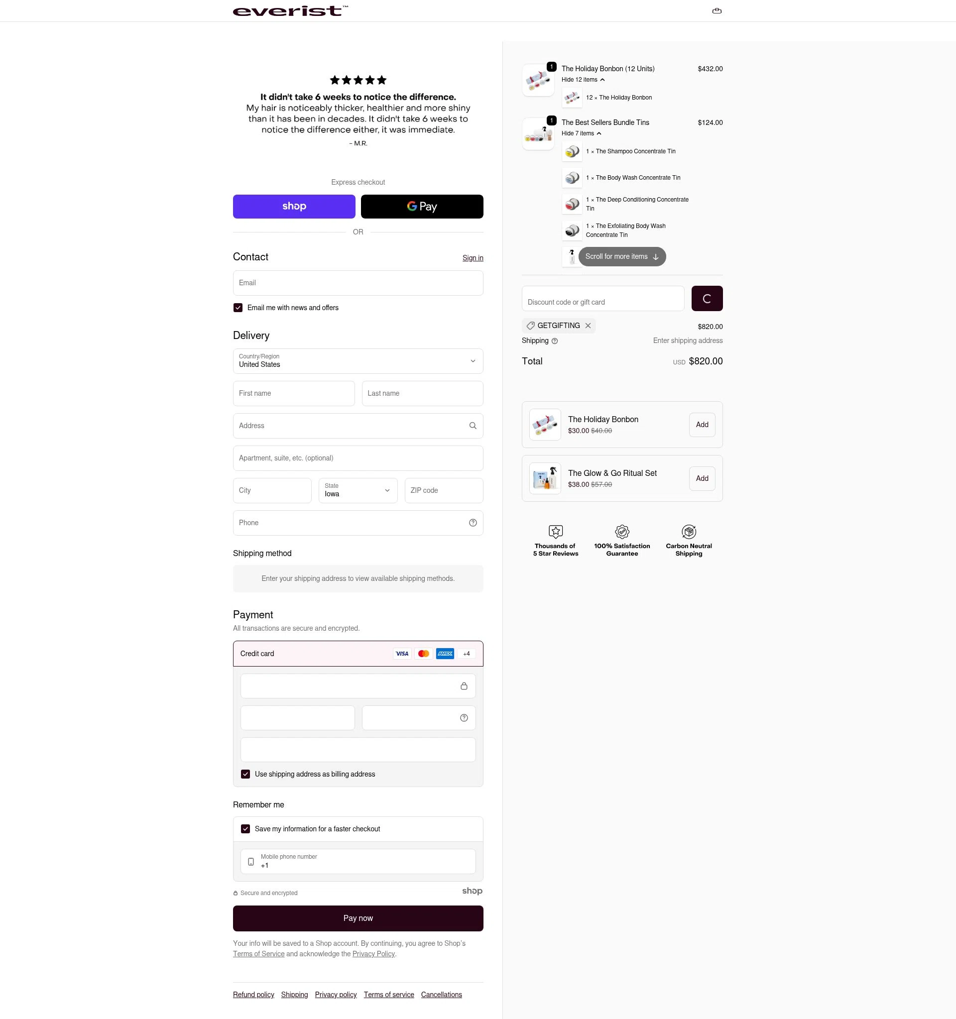 Everist checkout page showing Everist promo code box | Screenshot taken by SimplyCodes community member on Dec 21, 2025