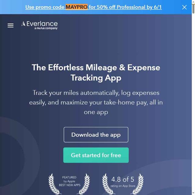 Everlance checkout page showing Everlance promo code box | Screenshot taken by SimplyCodes community member on May 30, 2025