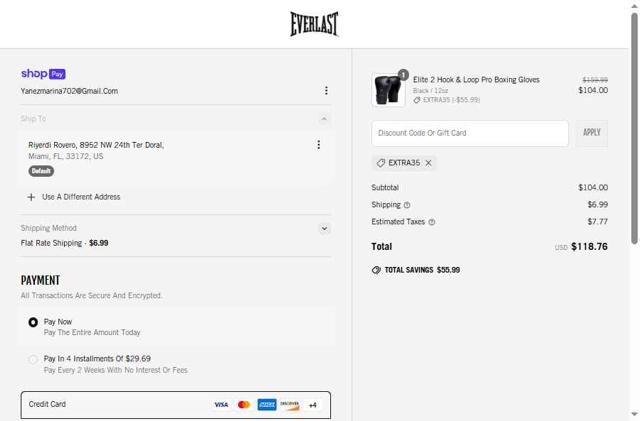 Everlast checkout page showing Everlast discount code box | Screenshot taken by SimplyCodes community member on May 22, 2025