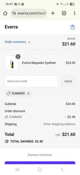 Everra coupon verification screenshot