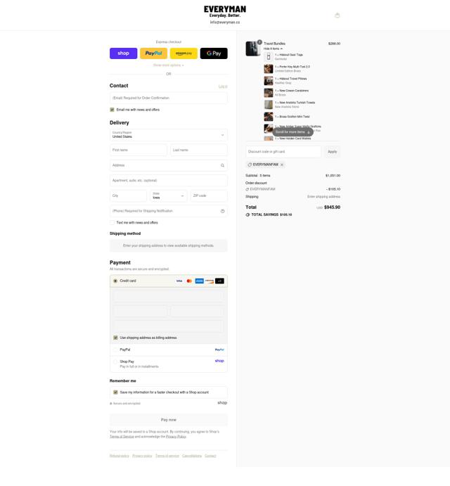 Everyman checkout page showing Everyman discount code box | Screenshot taken by SimplyCodes community member on Sep 2, 2025