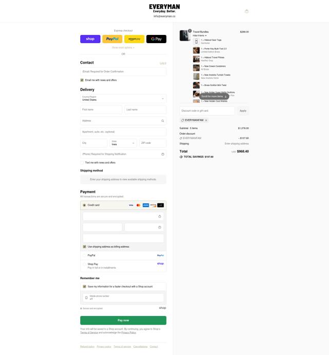 Everyman checkout page showing Everyman discount code box | Screenshot taken by SimplyCodes community member on Sep 6, 2025