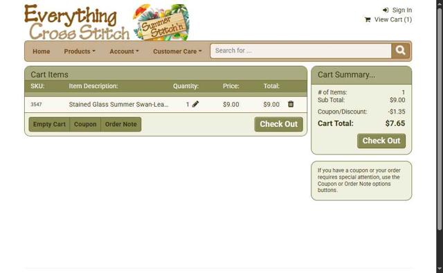 Everything Cross Stitch checkout page showing Everything Cross Stitch promo code box | Screenshot taken by SimplyCodes community member on Jun 19, 2025