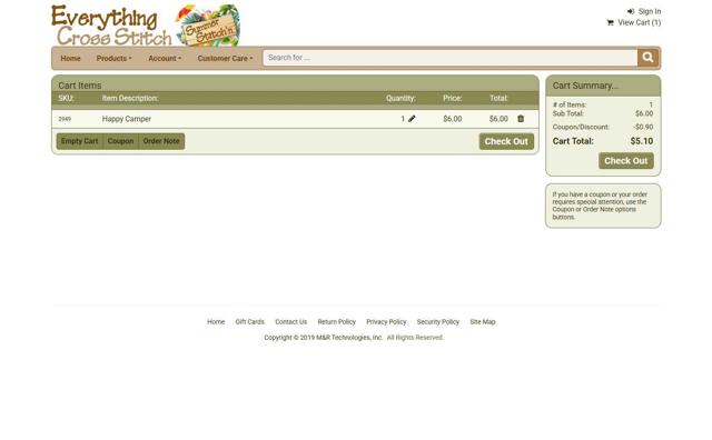 Everything Cross Stitch checkout page showing Everything Cross Stitch promo code box | Screenshot taken by SimplyCodes community member on Jun 19, 2025