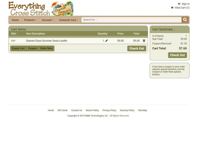 Everything Cross Stitch checkout page showing Everything Cross Stitch promo code box | Screenshot taken by SimplyCodes community member on Jun 19, 2025