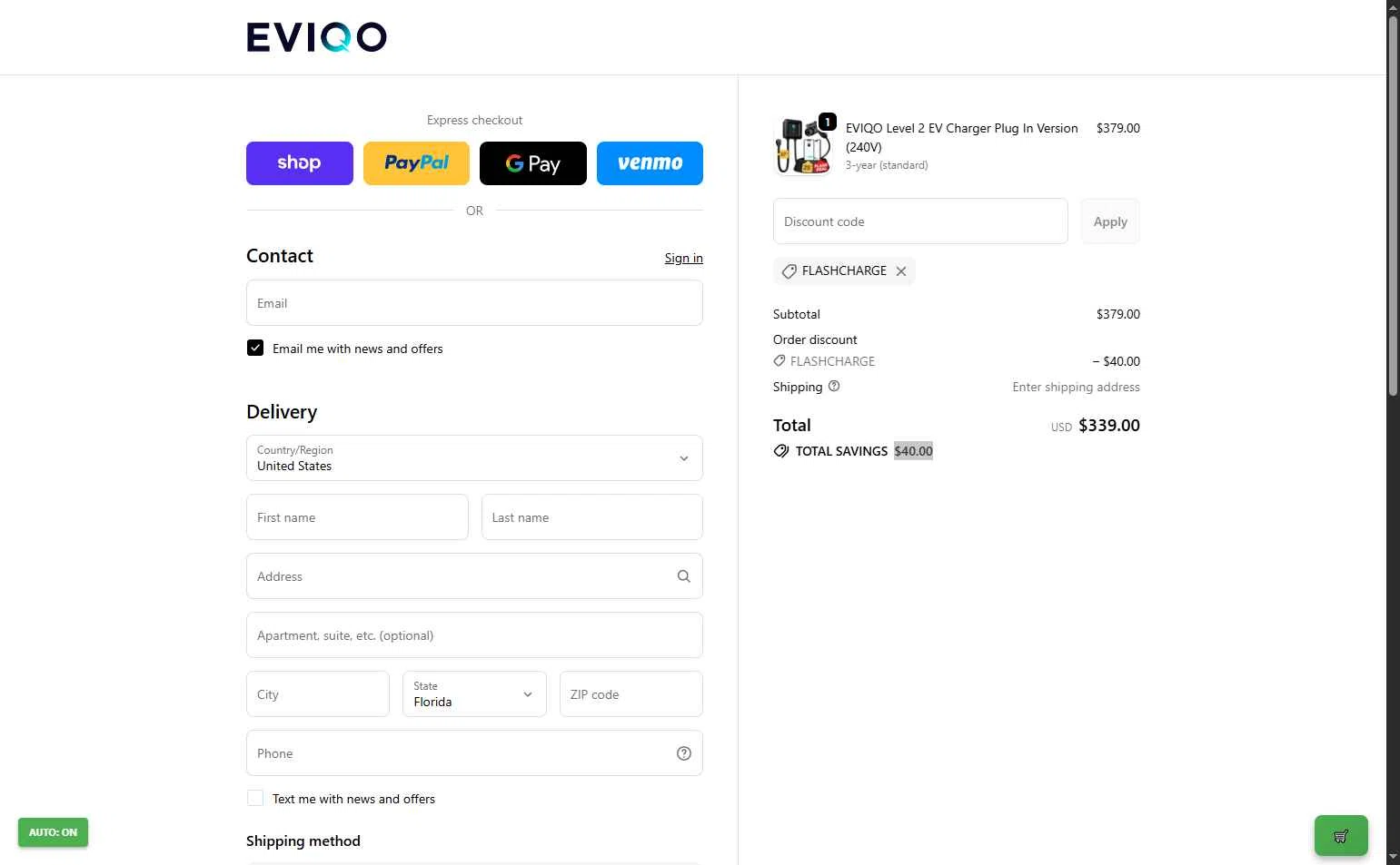 EVIQO checkout page showing EVIQO discount code box | Screenshot taken by SimplyCodes community member on Oct 31, 2025