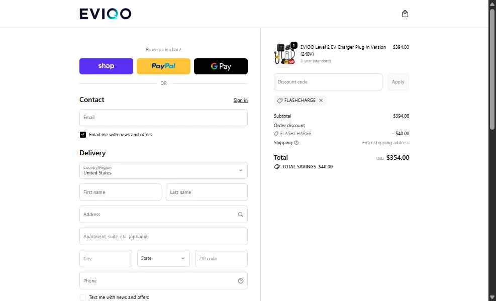 EVIQO checkout page showing EVIQO discount code box | Screenshot taken by SimplyCodes community member on Dec 29, 2025