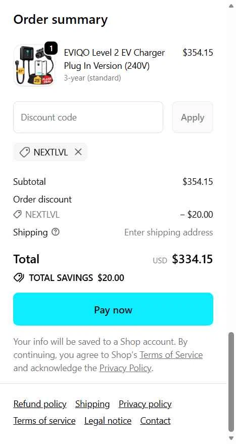 EVIQO checkout page showing EVIQO discount code box | Screenshot taken by SimplyCodes community member on Nov 12, 2025