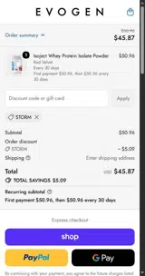 Evogen coupon verification screenshot