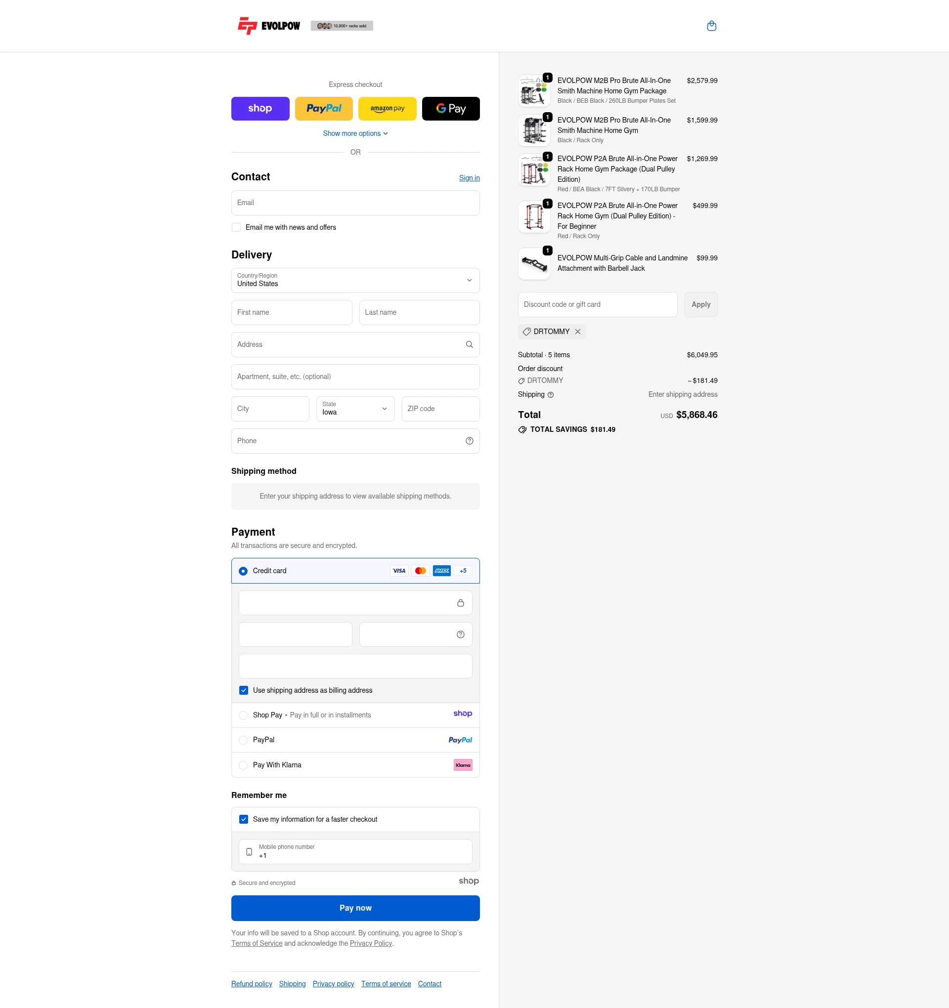 Evolpow checkout page showing Evolpow promo code box | Screenshot taken by SimplyCodes community member on Dec 31, 2025