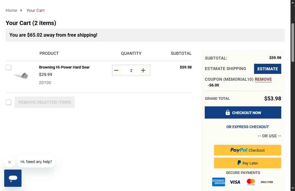 Evolution Gun Works checkout page showing Evolution Gun Works promo code box | Screenshot taken by SimplyCodes community member on May 22, 2025