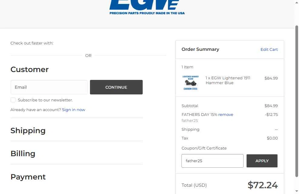 Evolution Gun Works checkout page showing Evolution Gun Works promo code box | Screenshot taken by SimplyCodes community member on Jun 13, 2025