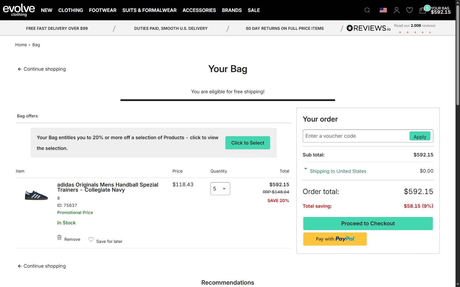 Evolve Clothing checkout page showing Evolve Clothing promo code box | Screenshot taken by SimplyCodes community member on Sep 18, 2025