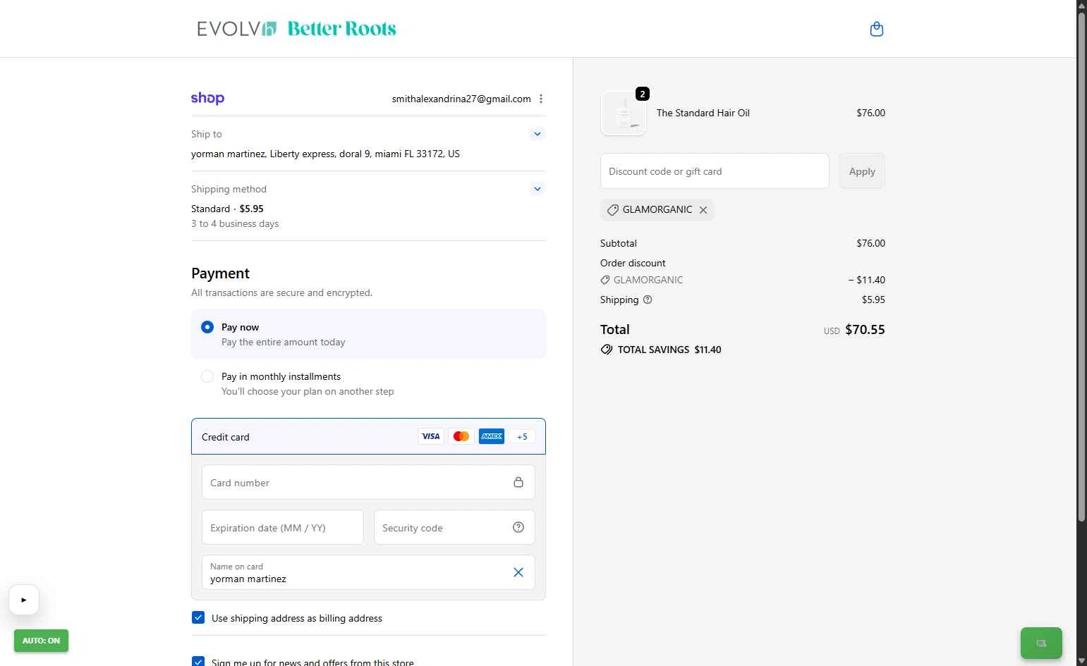 EVOLVh checkout page showing EVOLVh coupon code box | Screenshot taken by SimplyCodes community member on Jan 20, 2026