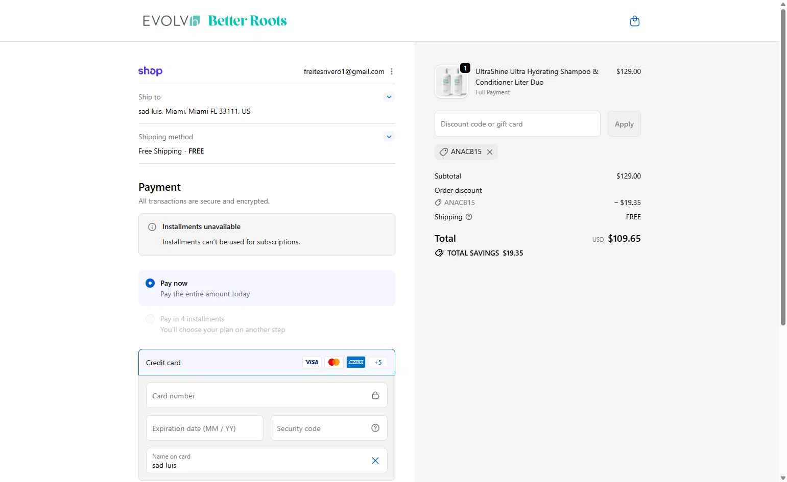 EVOLVh checkout page showing EVOLVh coupon code box | Screenshot taken by SimplyCodes community member on Jan 20, 2026