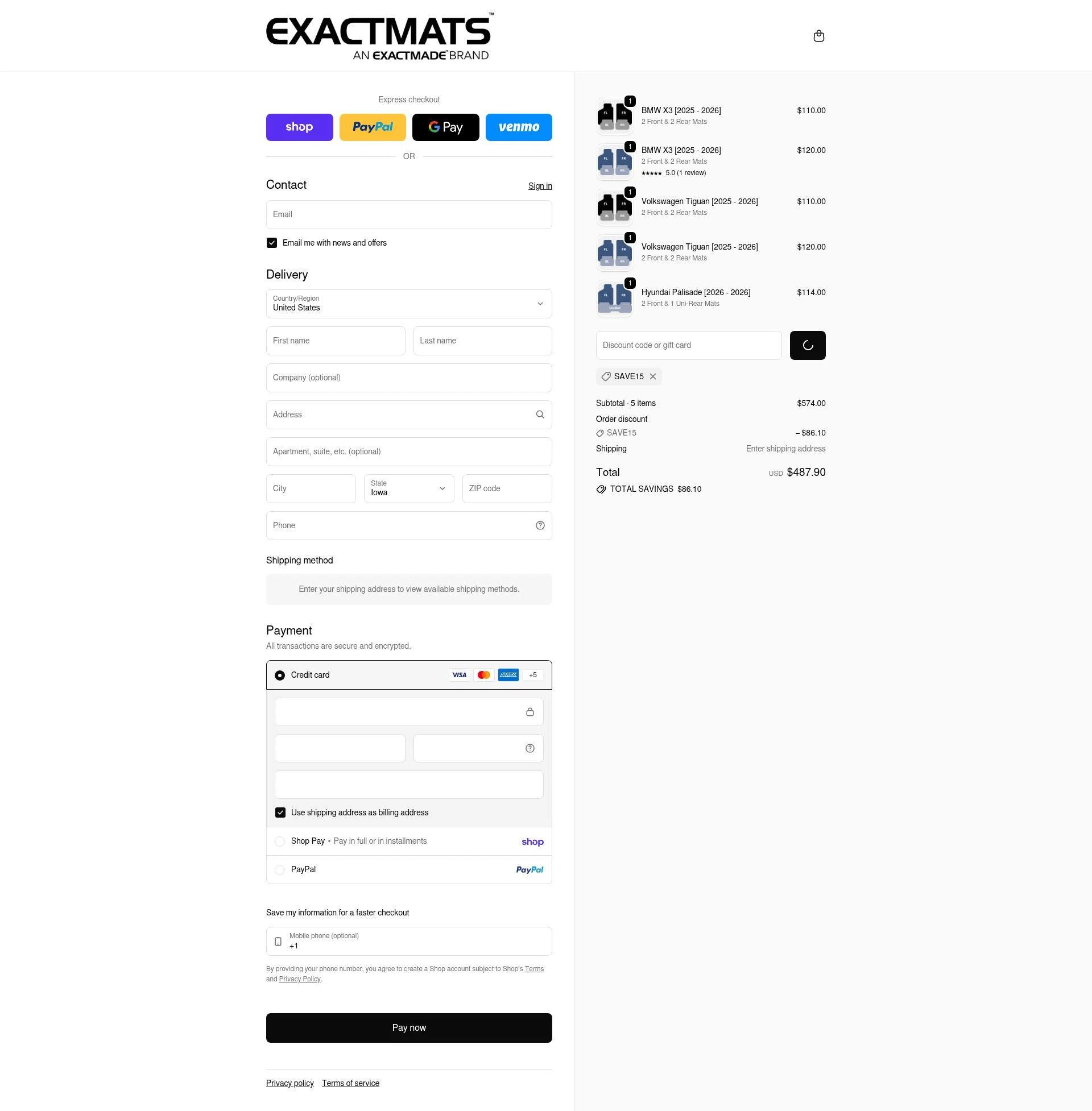 ExactMats checkout page showing ExactMats discount code box | Screenshot taken by SimplyCodes community member on Jan 31, 2026