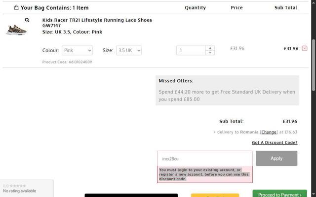 Excell Sports checkout page showing Excell Sports discount code box | Screenshot taken by SimplyCodes community member on Aug 12, 2025
