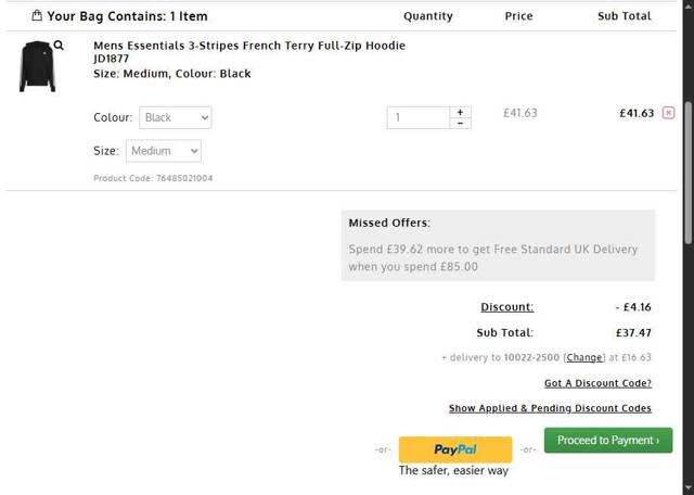 Excell Sports checkout page showing Excell Sports discount code box | Screenshot taken by SimplyCodes community member on Sep 11, 2025