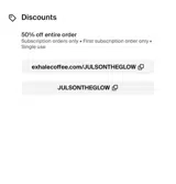 JULSONTHEGLOW coupon verification screenshot
