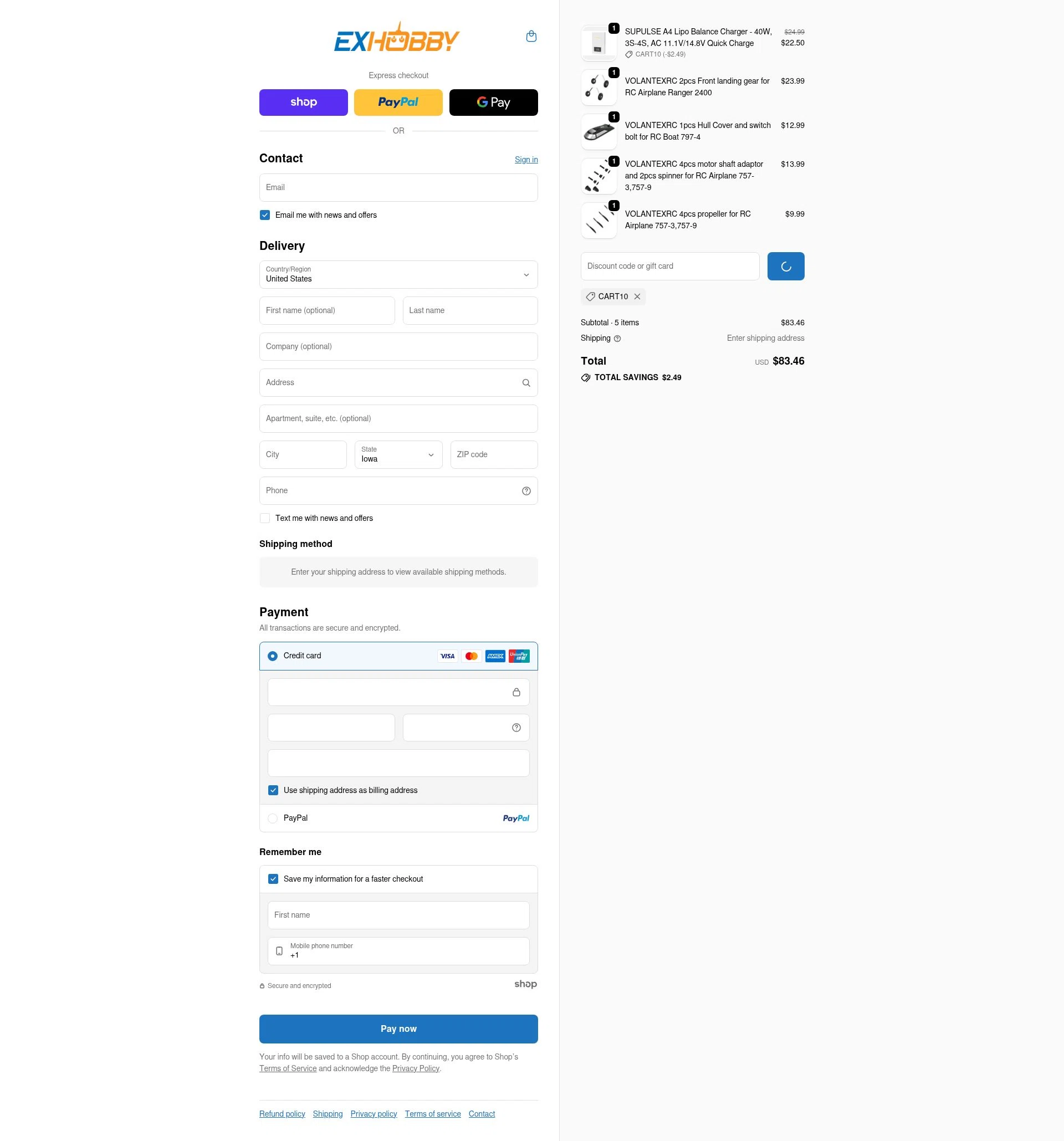 EXHOBBY checkout page showing EXHOBBY discount code box | Screenshot taken by SimplyCodes community member on Jan 27, 2026