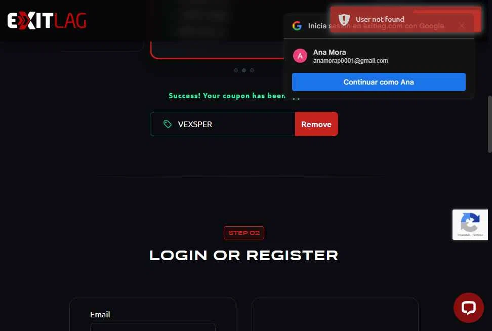 ExitLag checkout page showing ExitLag discount code box | Screenshot taken by SimplyCodes community member on Jan 18, 2026