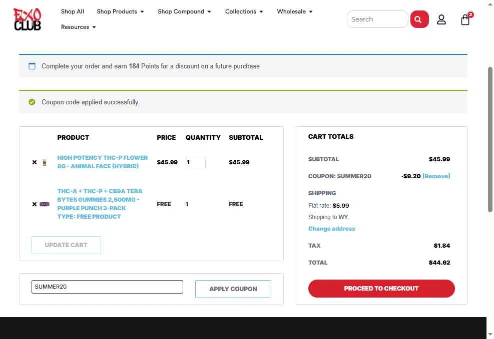 EXO Club checkout page showing EXO Club coupon code box | Screenshot taken by SimplyCodes community member on Dec 9, 2025