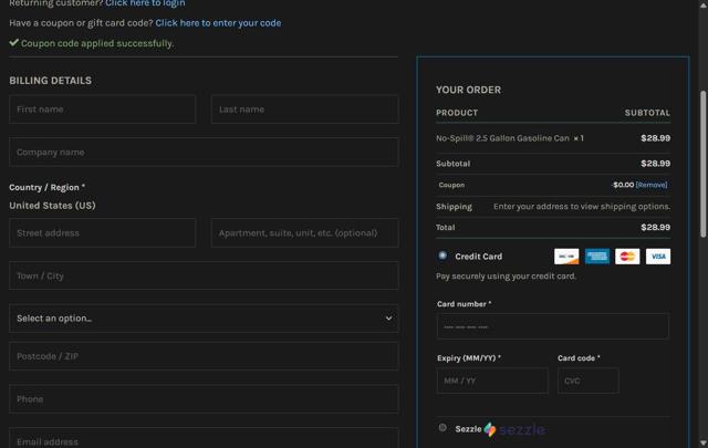 Exothermic Technologies checkout page showing Exothermic Technologies promo code box | Screenshot taken by SimplyCodes community member on Aug 13, 2025
