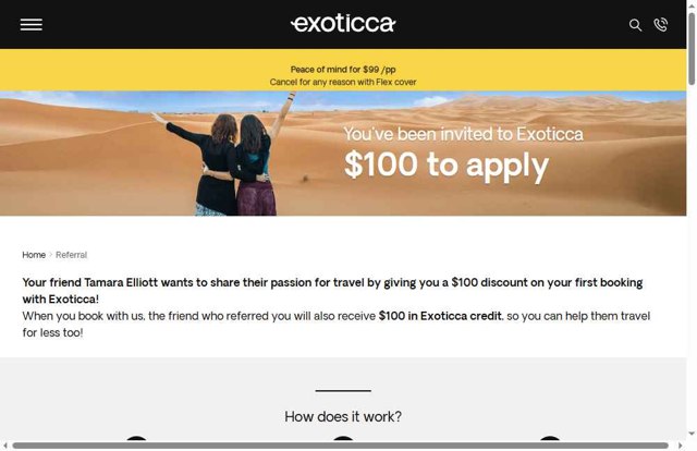 Exoticca checkout page showing Exoticca discount code box | Screenshot taken by SimplyCodes community member on Sep 1, 2025