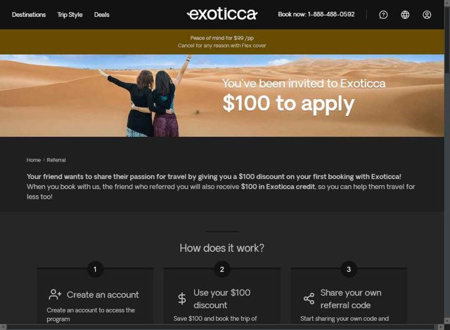 Exoticca checkout page showing Exoticca discount code box | Screenshot taken by SimplyCodes community member on Aug 23, 2025