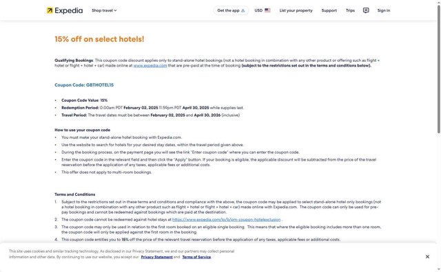 Expedia checkout page showing Expedia coupon code box | Screenshot taken by SimplyCodes community member on Aug 26, 2025