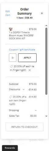 fingering20 coupon verification screenshot