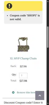 Express Medals coupon verification screenshot