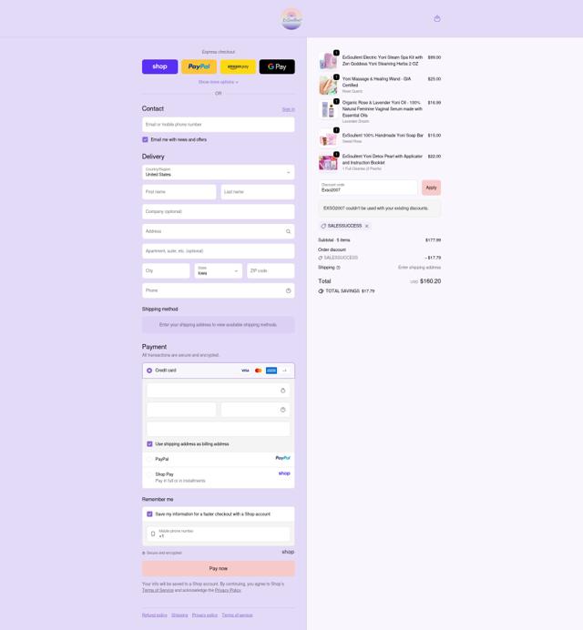 ExSoullent checkout page showing ExSoullent promo code box | Screenshot taken by SimplyCodes community member on Sep 25, 2025