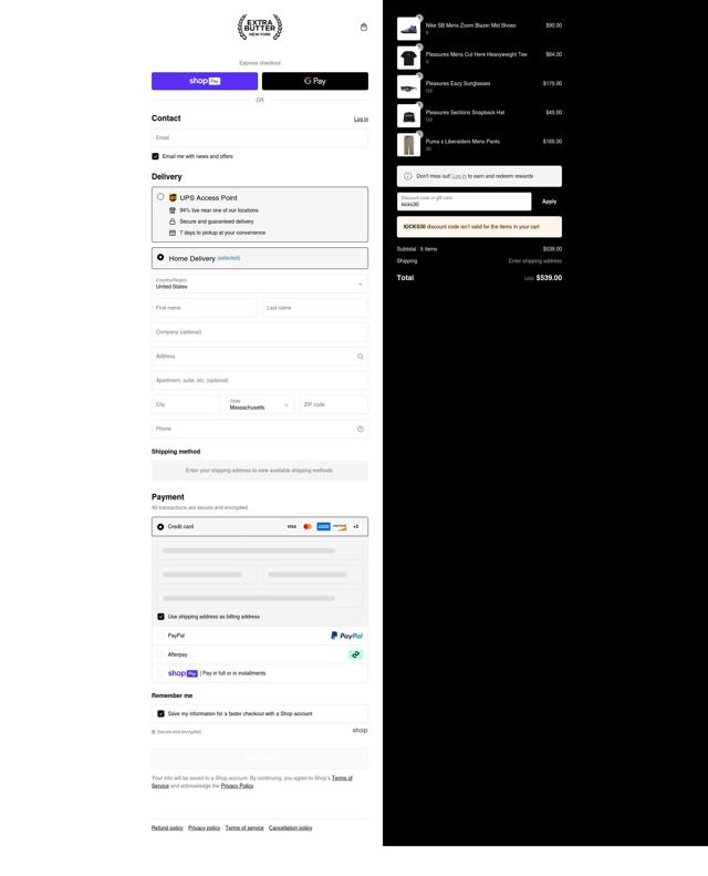 Extra Butter checkout page showing Extra Butter discount code box | Screenshot taken by SimplyCodes community member on Feb 20, 2025