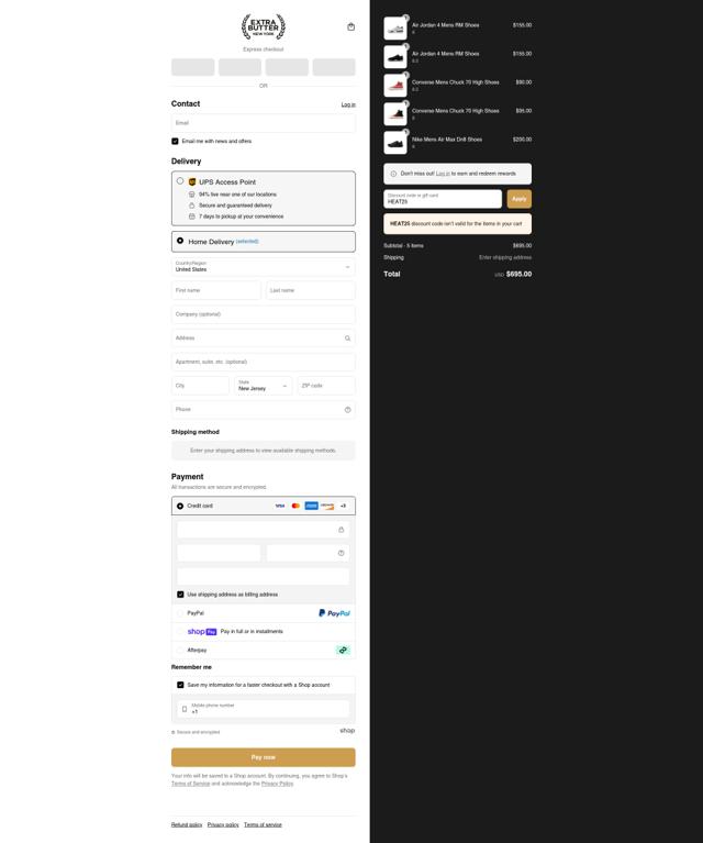 Extra Butter checkout page showing Extra Butter discount code box | Screenshot taken by SimplyCodes community member on Jun 30, 2025