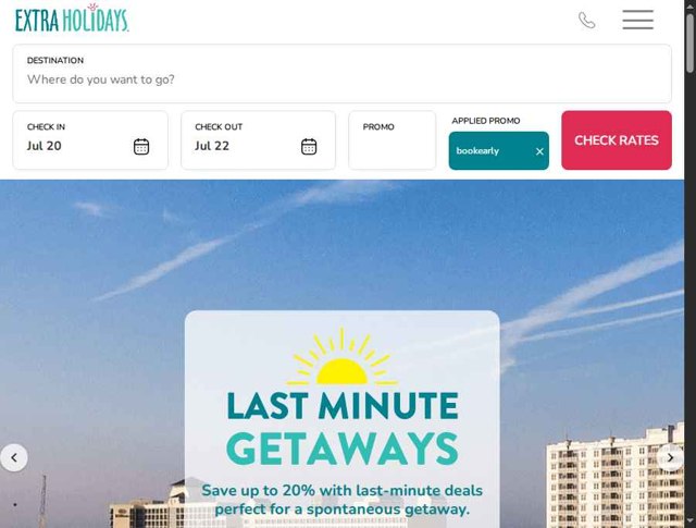 Extra Holidays checkout page showing Extra Holidays promo code box | Screenshot taken by SimplyCodes community member on Jul 20, 2025