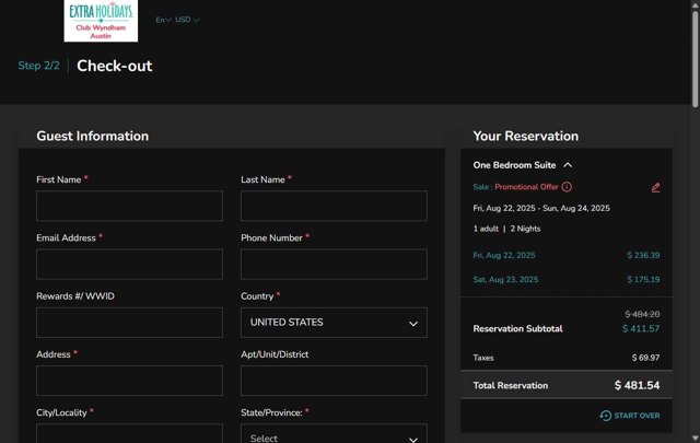 Extra Holidays checkout page showing Extra Holidays promo code box | Screenshot taken by SimplyCodes community member on Aug 20, 2025