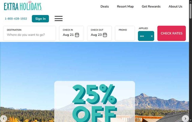 Extra Holidays checkout page showing Extra Holidays promo code box | Screenshot taken by SimplyCodes community member on Aug 21, 2025