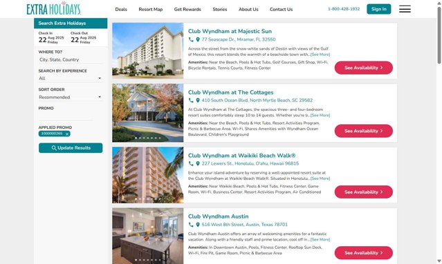 Extra Holidays checkout page showing Extra Holidays promo code box | Screenshot taken by SimplyCodes community member on Aug 20, 2025