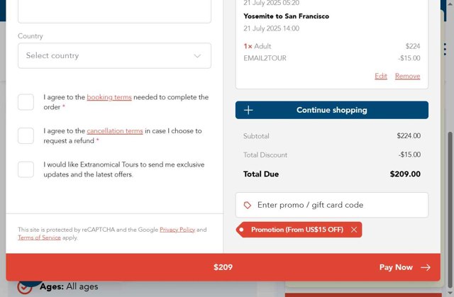 Extranomical checkout page showing Extranomical promo code box | Screenshot taken by SimplyCodes community member on Jul 21, 2025