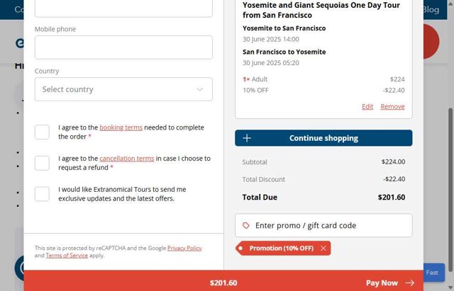 Extranomical checkout page showing Extranomical promo code box | Screenshot taken by SimplyCodes community member on Jun 29, 2025