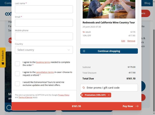 Extranomical checkout page showing Extranomical promo code box | Screenshot taken by SimplyCodes community member on Jun 29, 2025
