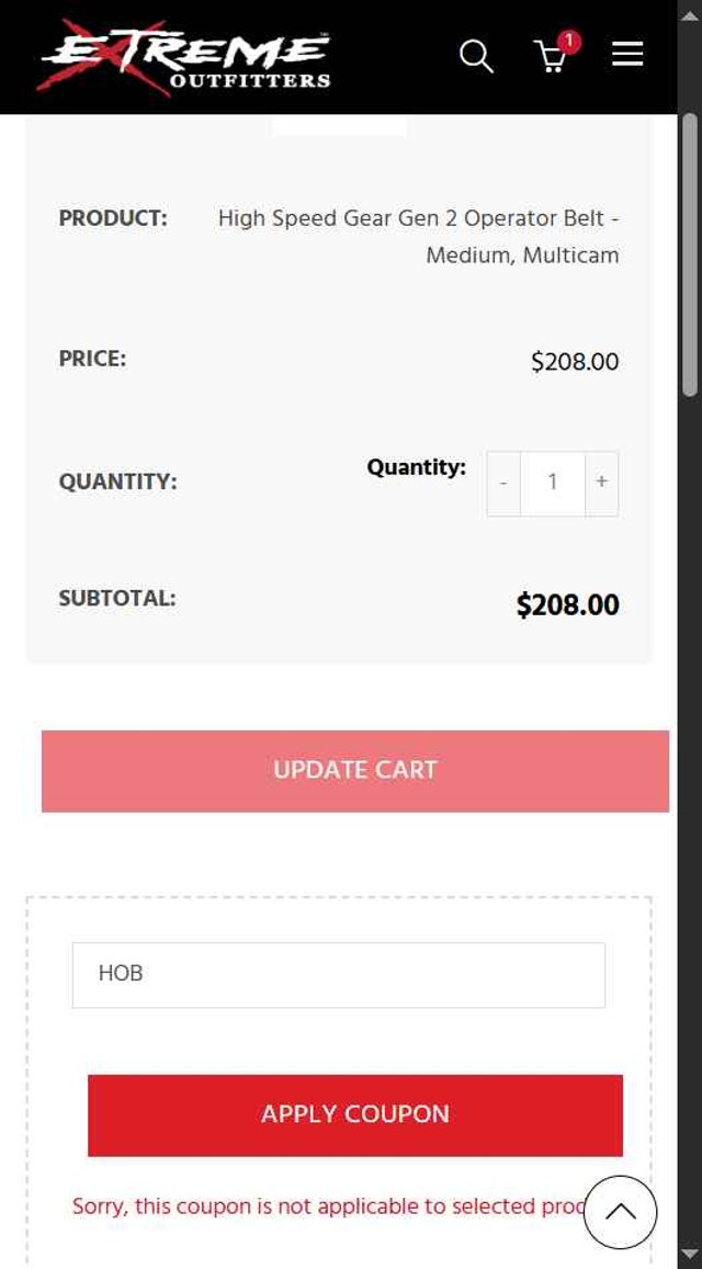 Extreme Outfitters checkout page showing Extreme Outfitters discount code box | Screenshot taken by SimplyCodes community member on Jul 16, 2025