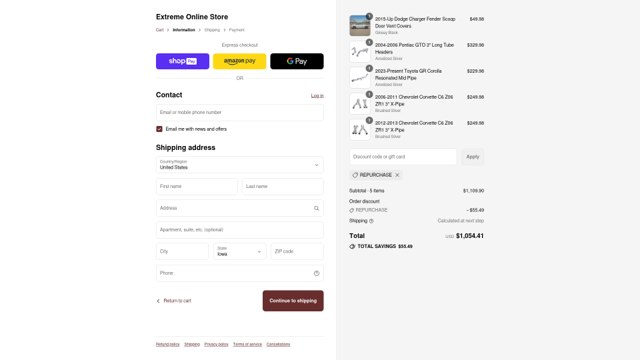 Extreme Online Store checkout page showing Extreme Online Store discount code box | Screenshot taken by SimplyCodes community member on Aug 13, 2025