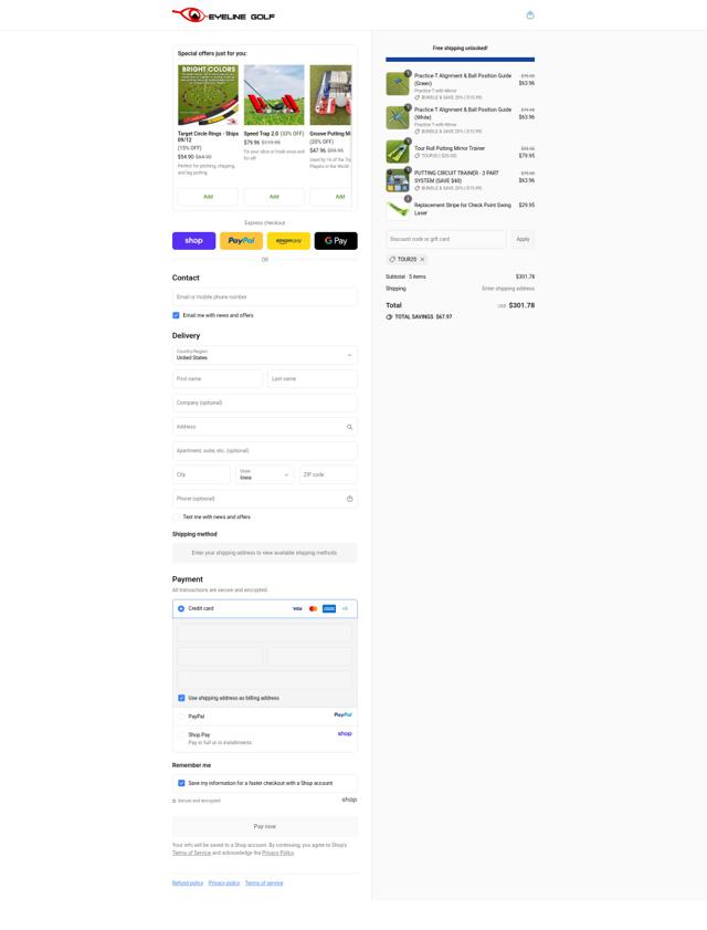EyeLine Golf checkout page showing EyeLine Golf discount code box | Screenshot taken by SimplyCodes community member on Sep 12, 2025