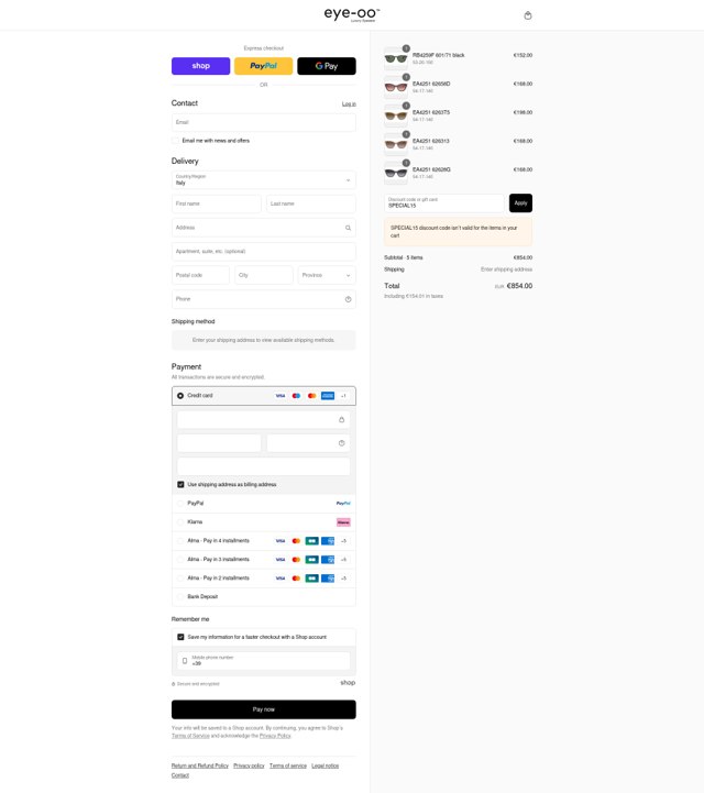 Eye-OO checkout page showing Eye-OO promo code box | Screenshot taken by SimplyCodes community member on Sep 4, 2025