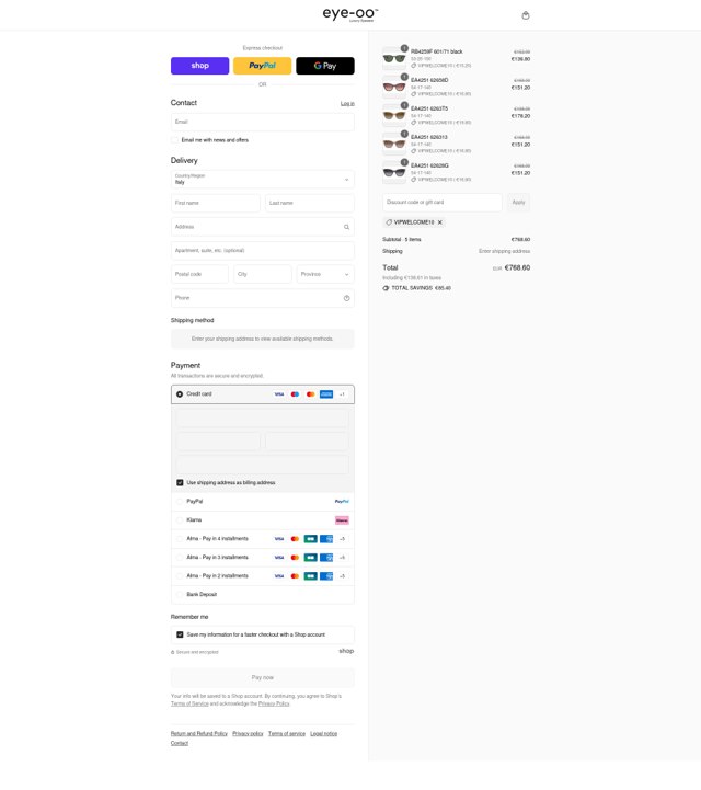 Eye-OO checkout page showing Eye-OO promo code box | Screenshot taken by SimplyCodes community member on Aug 31, 2025
