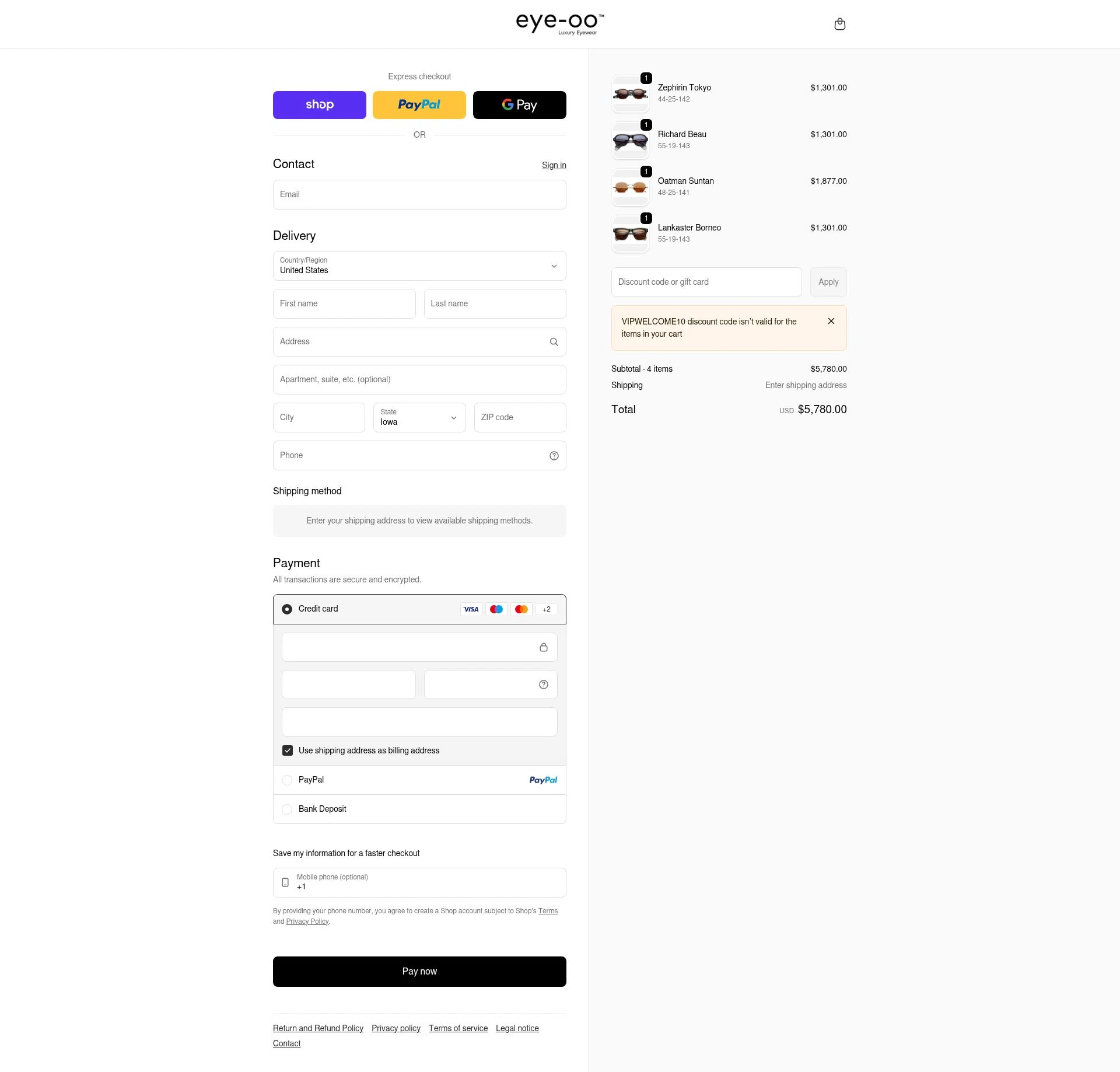 Eye-OO checkout page showing Eye-OO promo code box | Screenshot taken by SimplyCodes community member on Feb 23, 2026