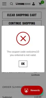 welcome10 coupon verification screenshot
